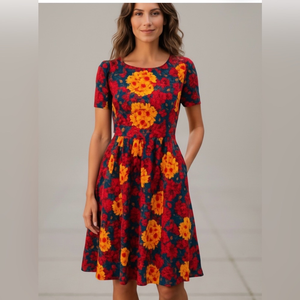 LuLaRoe Floral Pattern Dress – Women’s Size M | Stylish Casual Midi Dress